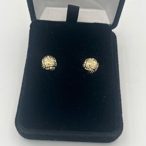Elegant Two-Tone Gold Knot Stud Earrings